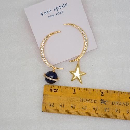 Kate Spade Gemstone Blue Sandstone Moon Star Drop Dangle Post Earrings Planet - Picture 5 of 7