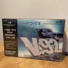 Broadxent V.92 PCI Fax Modem Value With Voice 56K Windows 98SE ME 2000 XP Sealed