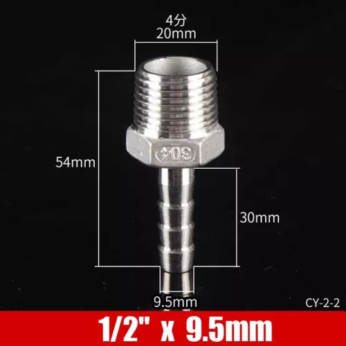 Stainless Male Thread Pipe Fitting x Barb Hose Tail Connector BSP 1/8" to 4" - Bild 78 von 86