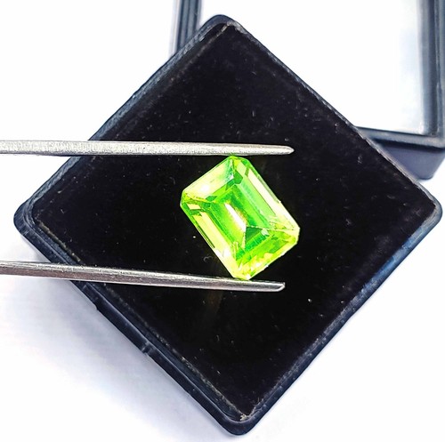 14 Ct Natural Pakistani Green Peridot Certified Emerald Shape Loose Gemstone DD - Picture 3 of 9