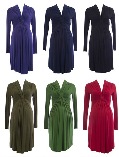 OLIAN Maternity Women's Knot Accent Long Sleeve Dress $125 NWT - Picture 1 of 5