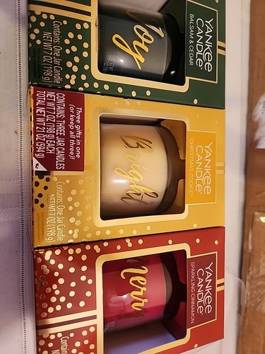 Yankee Candle 3er Set Holiday Geschenkset Joy Bright Merry Cinnamon Cedar Balsam - Bild 3 von 4