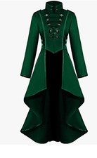Renaissance Gothic Tailcoat Halloween Costumes for Women, Medieval Irregular Hem