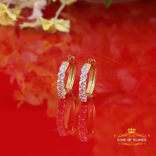 Men's/Women's 925Silver Yellow1.50ct VVS'D'Moissanite 1 row Stones Hoop Earrings - Picture 4 of 12
