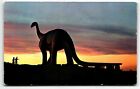 Brontosaurus at Sunset Dinosaur Park Postcard Rapid City South Dakota Sd Unp