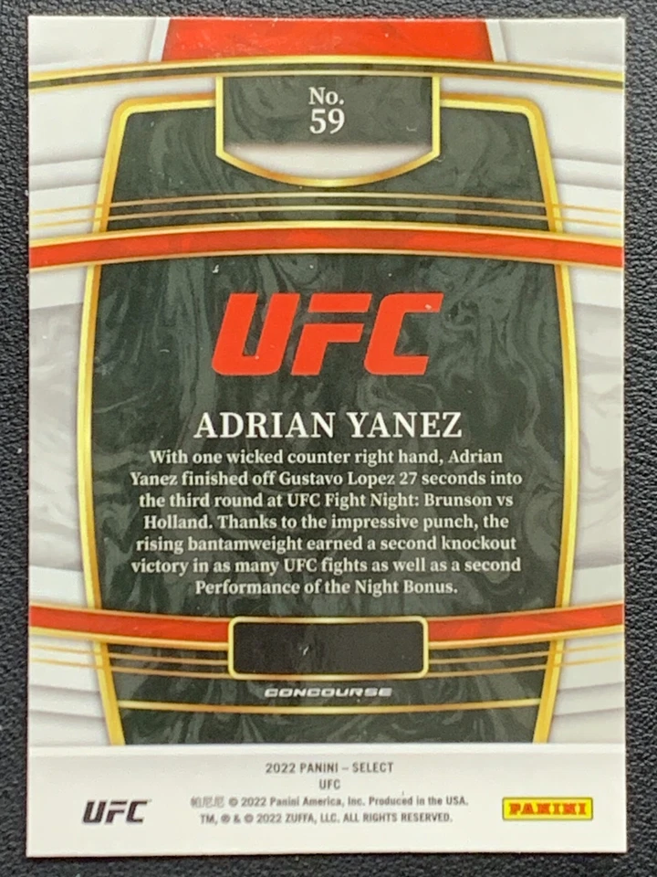 Adrian Yanez 59 Blue Select UFC 2022 Panini [2] - Image 2 of 4