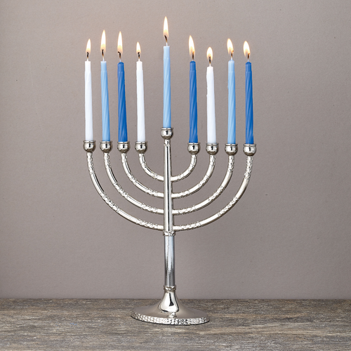 RiteLite LTD Classic Elegance Menorah Silver-toned with Blue Accents 7.5x2.25x8 - Bild 6 von 6