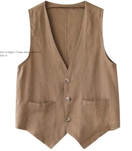 Womens Cotton Linen Vest Casual V Neck Sleeveless Blazer Jacket Thin Waistcoat - Picture 17 of 23