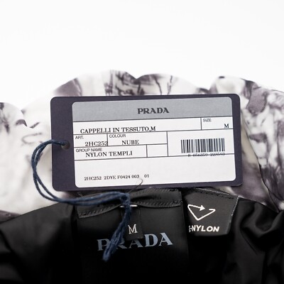 size M - Prada Bucket Hat Gray Print Re-Nylon Pattern Padded  display picture 2