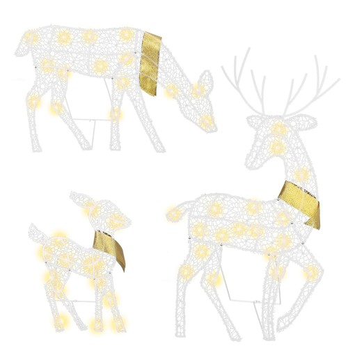 New 3-Piece Reindeer Lighted Christmas Deer Set Outdoor Yard Decoration With LED - Picture 13 of 13