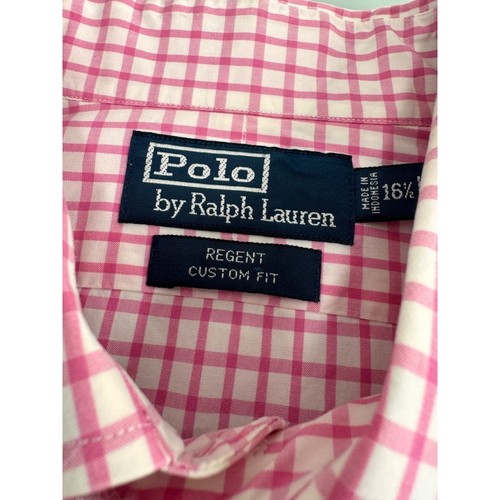 Polo Ralph Lauren Regent Men Shirt Pink Plaid Button Up Custom Fit 16.5 Large L - Picture 2 of 5