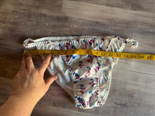 Sz 2XL Handmade Shiny White Purple Blue Mermaid Satin String Bikini Panties - Picture 9 of 14