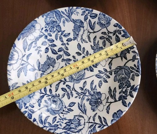 Set Of 4 Churchill White Blue Peony 8" Soup Cereal Bowls England Floral - Picture 5 of 6