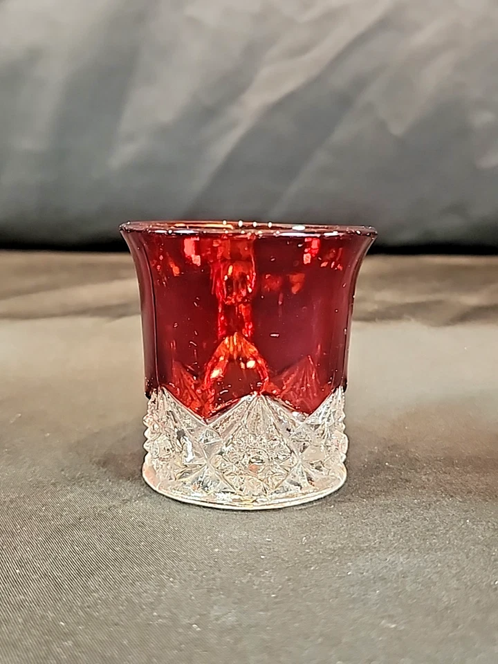 1894 Jefferson Glass Company EAPG Ruby Stain Diamond Peg Childs Mug - Image 2 of 4