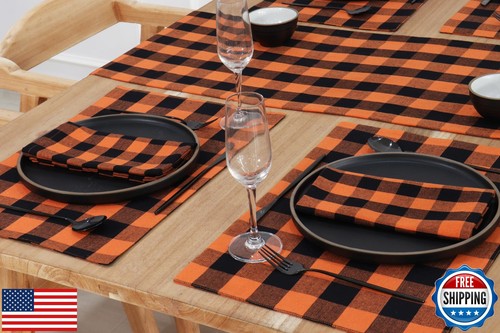 PurpleEssences Halloween Buffalo Plaid Table Runner 14 x 90 inch Classic Farm - Picture 4 of 4