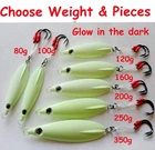 1-10 Fast Fall Vertical Keel Flat jigs Glow 80g 100g 120g 160g 200g 250g 350g