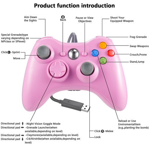 Joystick controller wireless cablato Xbox 360 per PC Microsoft Xbox 360 Win 7 8 10 - Foto 35 di 76