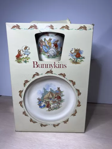 Vintage Royal Doulton New Bunnykins Child 3-Piece Set Cereal Bowl, Mug and Plate