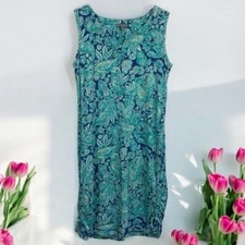 T by Talbots Blue and Green Paisley Floral Mini Dress Women’s Size SP