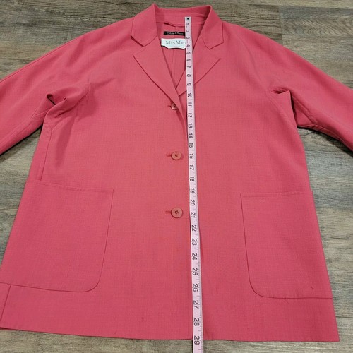 Max Mara Italy Women's Virgin Wool Blend Blazer Suit Pink Lightweight US *Large - Picture 9 of 16