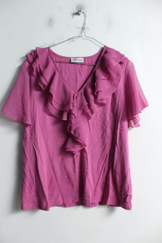 Nightingales Womens Frill Front Top - Pink - Size 14 (k77)