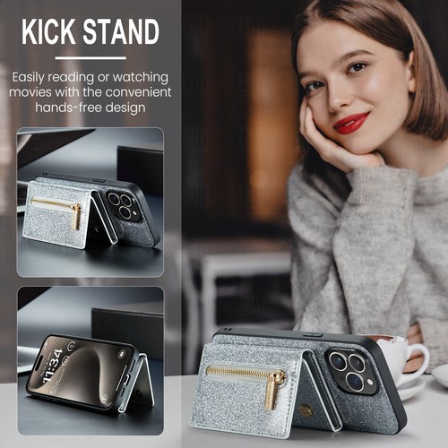For Google Pixel 8/7/6 Pro 7A 6A Bling Wallet ID Card Magnetic Stand Case Cover - Picture 40 of 68