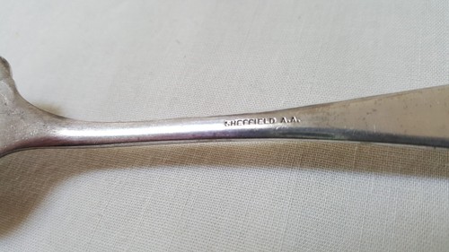 Antique Sheffield A.A. Silverplate Serving Fork Used VG - Picture 10 of 10