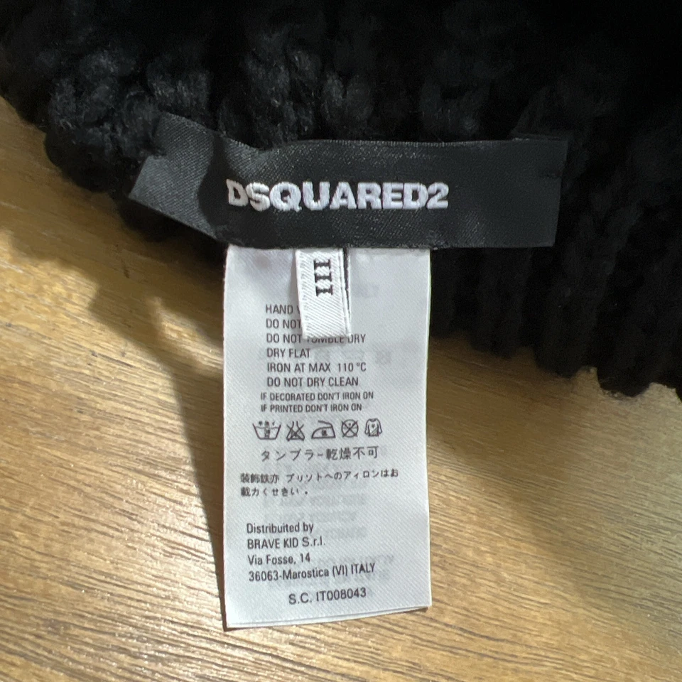 Gorro holgado tejido DSQUARED2 negro hecho en Italia Foto 4 de 4