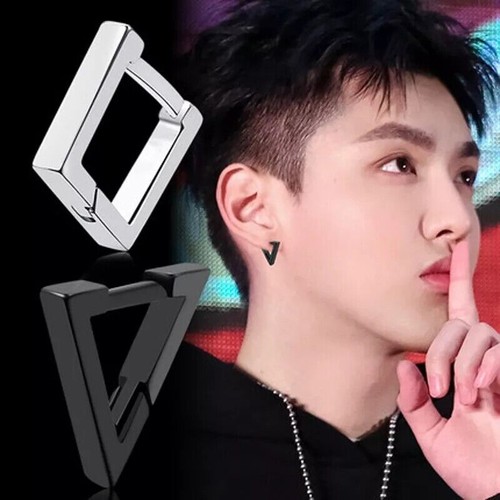 2x Orecchini Geometrica Triangolo Cerchio Acciaio piccolo Pendente Donna Uomo - Imagen 4 de 12