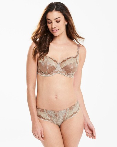 Panache Clara Full Cup Bra Wired Size 34J 36D 38D Embroidered Lace Nude Ivory - Picture 3 of 5