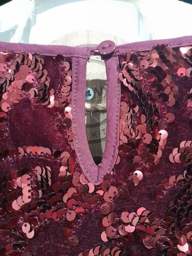 YUMI Berry Red Velvet Sequin Sparkle Party Dress Size 16 BNWT - Picture 7 of 11