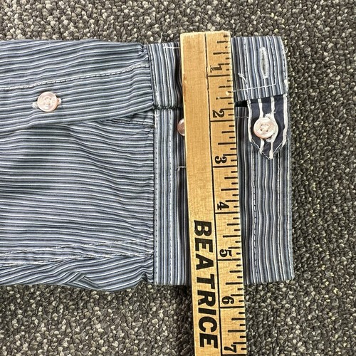 Canterbury of New Zealand Button-Up Shirt Mens XL Striped Blue White Chin Strap - Picture 19 of 24