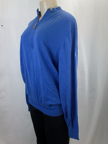 Donald Ross 1/4 Zip Polo Pullover Sweater | Blue | Men's L - Picture 3 of 17