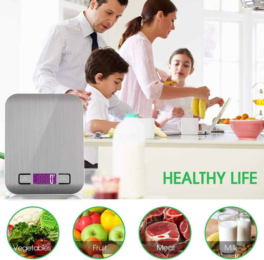 디지털 주방 저울, 스테인리스 스틸, LCD 디스플레이, 최대 10kg, 1g 측정, 전자 저울 3