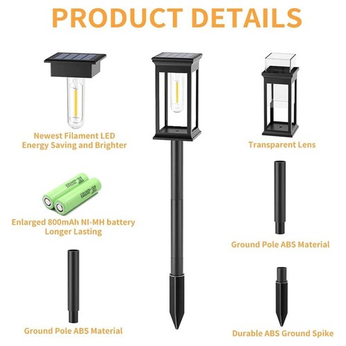 4er Set Solarleuchten Garten,Solarlampen für Außen, Solar Wegeleuchte Licht - Bild 17 von 20