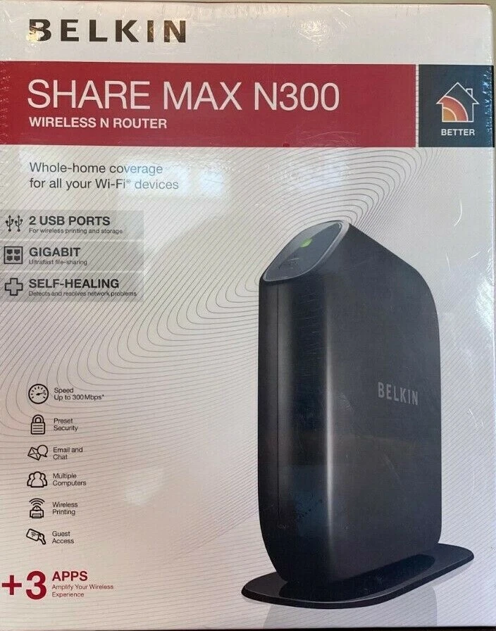 Belkin Share MAX N300 Wireless N Router Print Server 2 USB Ports Model F7D7301 - Image 3 of 4