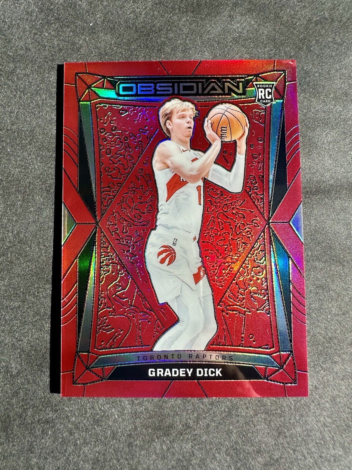 2023-24 Panini Obsidian Electric Etch Red Flood Gradey Dick #79 Rookie RC Raptor