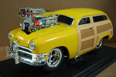 Muscle Machines 1950 Ford Woody Yellow Car Real Braided Steel Line