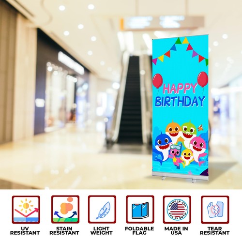 Birthday Sign Retractable Banner Stand | Backdrop Roll-up Banner Stand w/ Cover - Picture 89 of 174