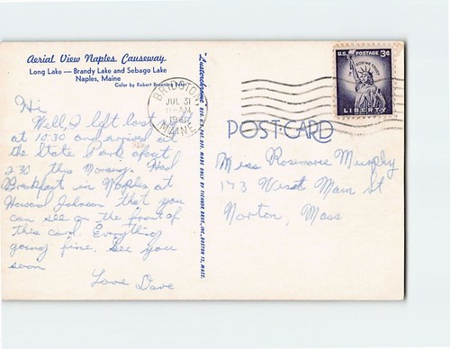 Postcard Aerial View Naples Causeway Long Lake Maine - Picture 2 of 2