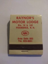 Vintage Matches From Raynor's Motor Lodge Franconia New Hampshire