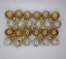 24 Gold  Clear Filled Glitter Christmas Tree Ornaments Plastic Balls Bulbs