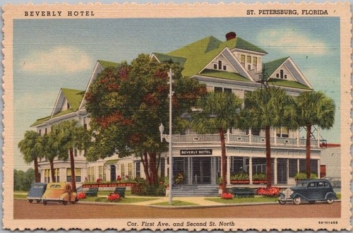 St. Petersburg, Florida Postkarte BEVERLY HOTEL - Curteich Deckleinen 1939