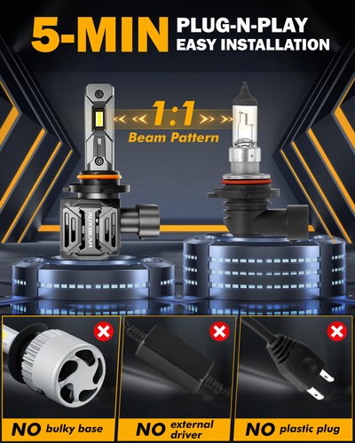 2025 AUXBEAM 9005 HB3 CANbus faros LED bombillas de haz alto 24000LM 110W 6500K 2X - Imagen 6 de 12