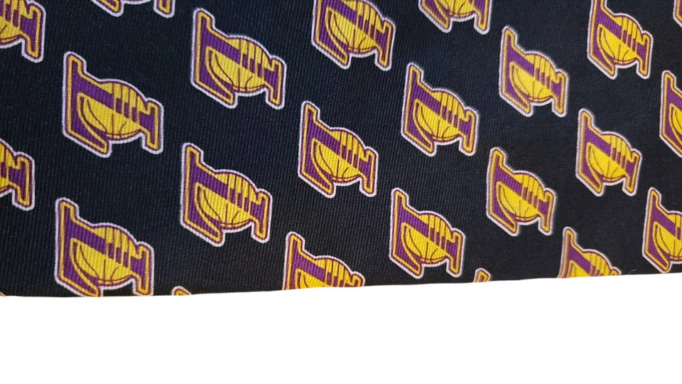 Corbata estilo RM Ralph Marlin L.A. Lakers logotipo del equipo de la NBA novedad para hombre 100 % seda 2004 Foto 3 de 4