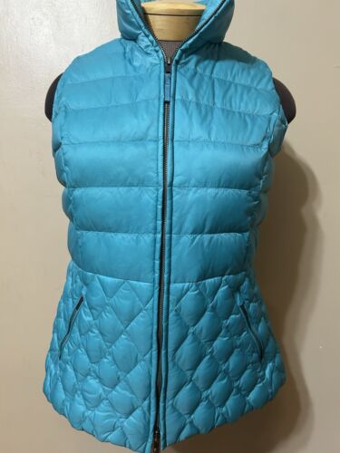 Talbots Women Teal Full Zipper Quilted Down Insulated Puffer Vest Size Medium - Picture 2 of 8
