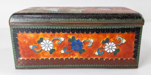 Antique Chinese or Japanese Cloisonne Enamel Box with Morning Glory Flowers - Picture 4 of 12
