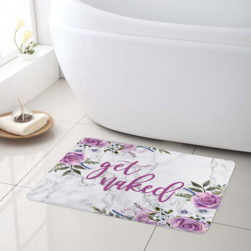 Funny Words Plant Leaf Purple Flower Bath Mat for Bathroom Mat Bath Rug Doormat - Afbeelding 1 van 8