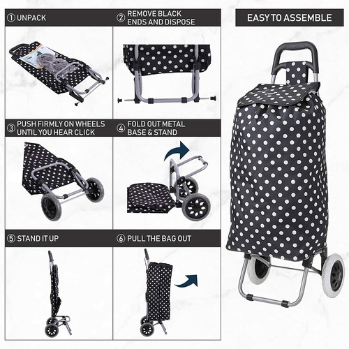 Large Lightweight Wheeled Shopping Trolley Push Cart Luggage Bag with wheels New - Picture 17 of 54