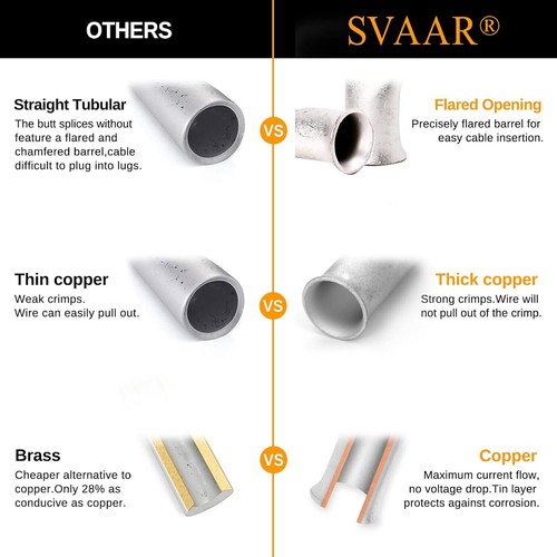 4 Stärke Stoßspleißverbinder 20 Stück 4 AWG nicht isoliert Stoßverbinder Uninsu - Bild 5 von 11